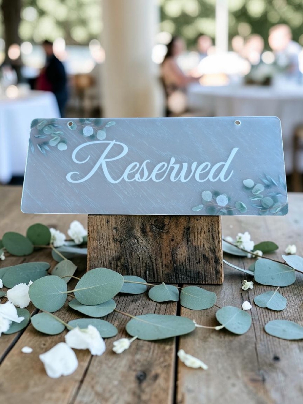 6 NWT Reserved Wood Hanging Sign in Brown and White by - Picture 3 of 3
